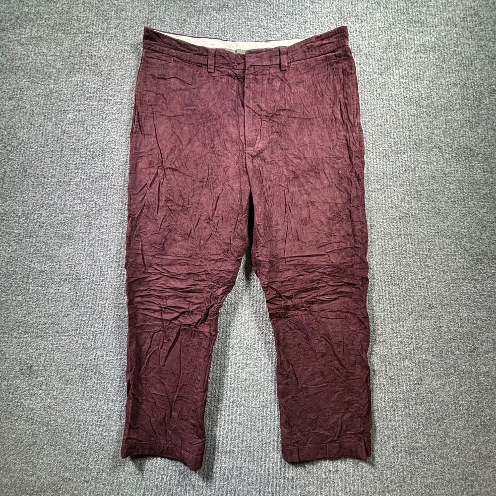 L.L. Bean Chino Pant Men's 34x30 Red Cotton Corduroy Straight Preppy Career